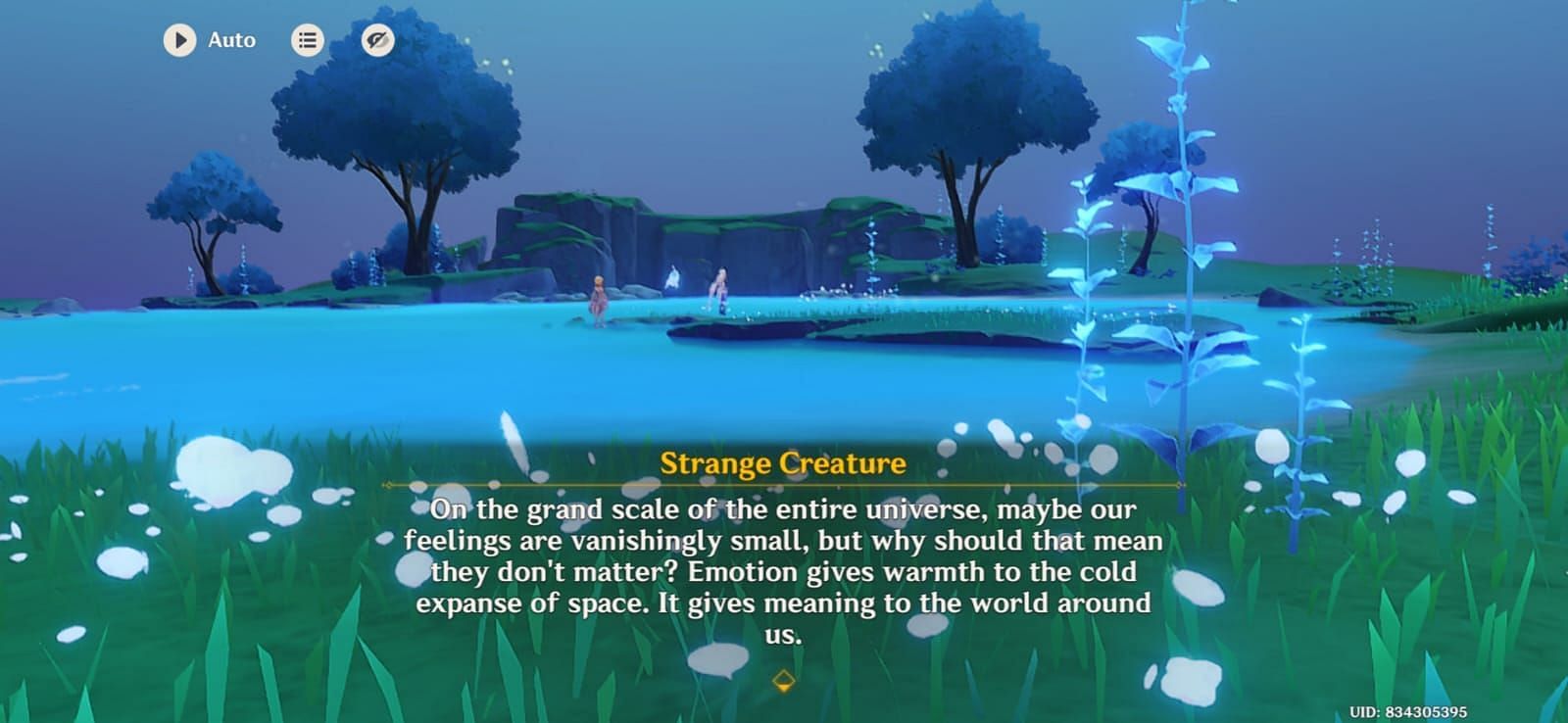 Skirk's emotional spirit talking about emotions (Image via HoYoverse)